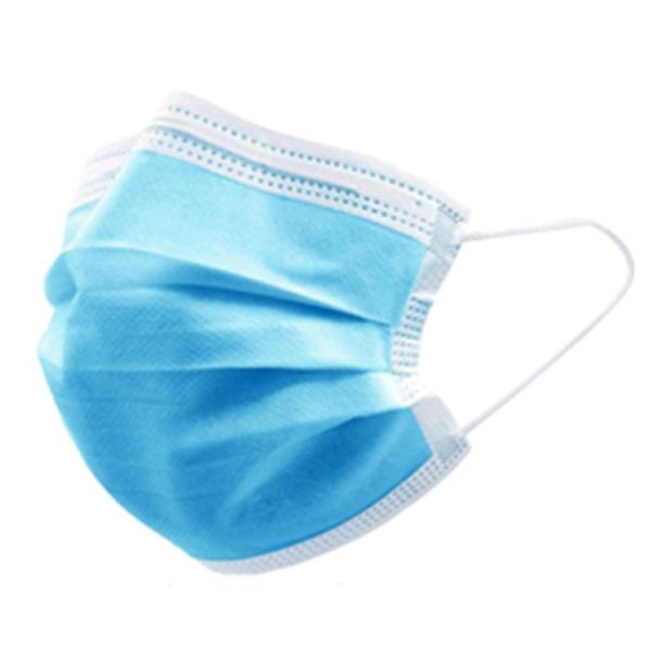 Маска защитная на резинках голубая